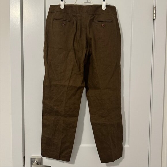 Rafaella Brown Linen Pleated Trousers Size 10 Women’s - Picture 7 of 9